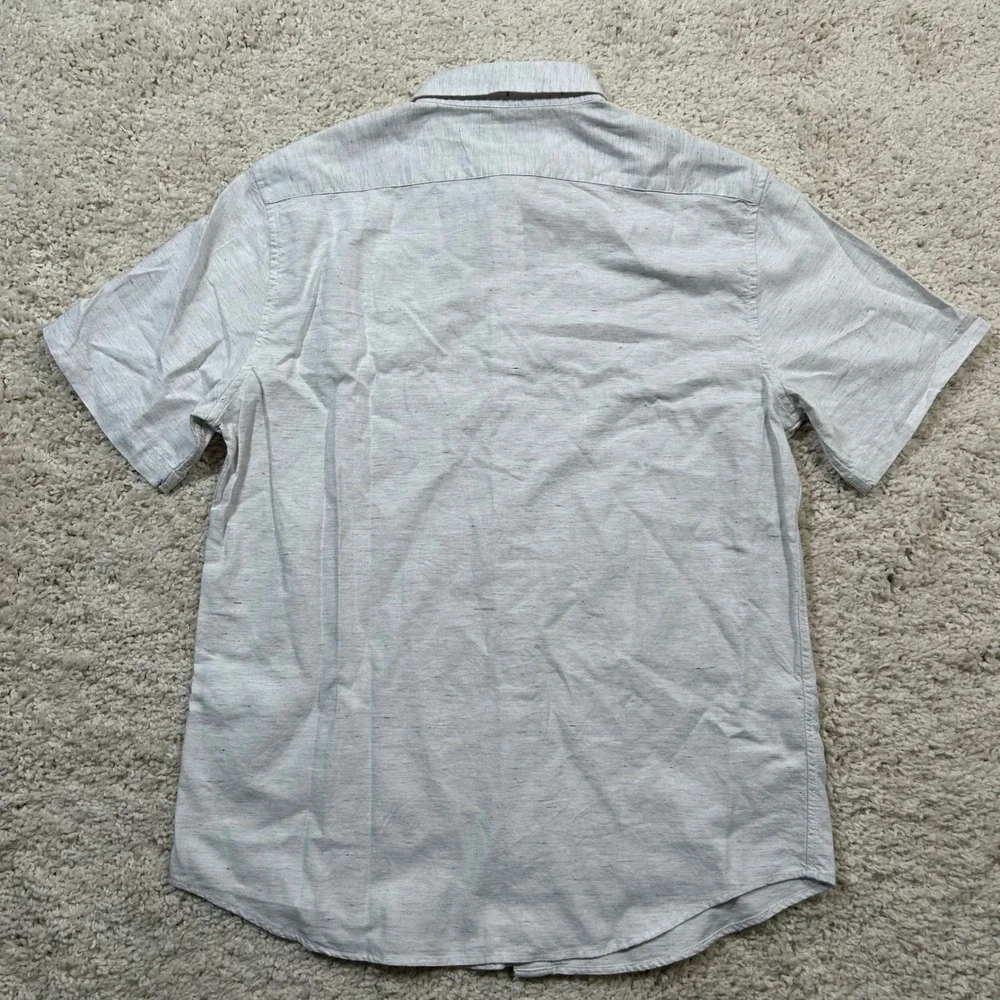 Banana Republic Shirt Medium Light Grey Slim Fit Short Sleeve Button Down New